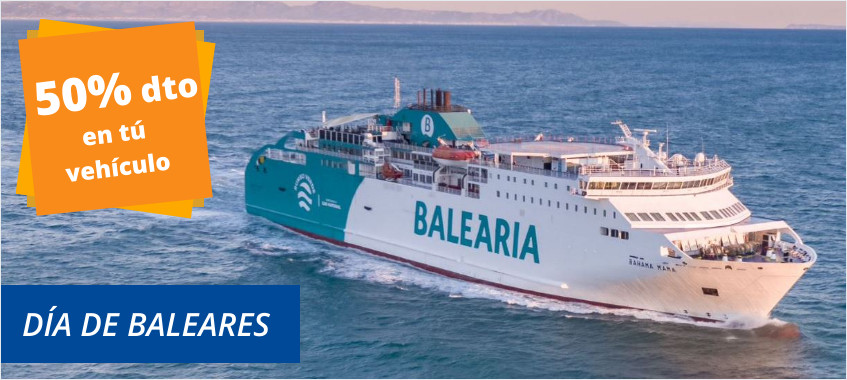 Imagen de Especial Dia de Baleares. Ahorra el 50% en el vehículo viajando con Balearia.